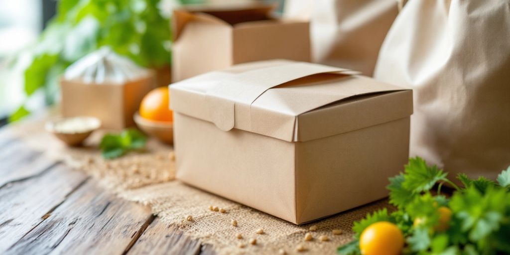 Eco-friendly food packaging made from biodegradable materials.